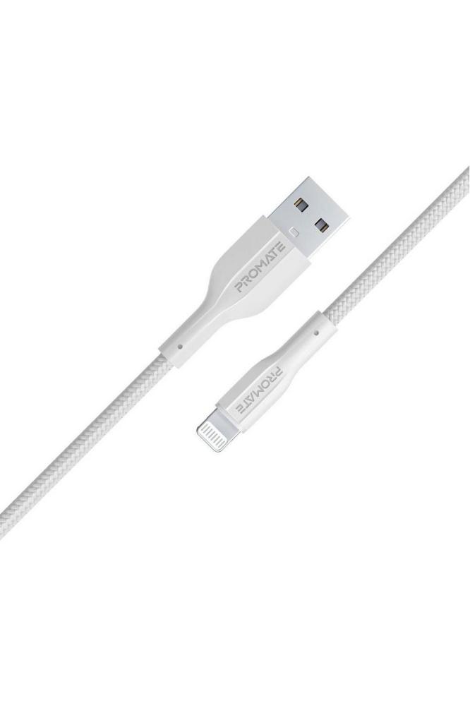 Promate USB A to Lightning Cable 200cm Anti Tangle Silicone Cord