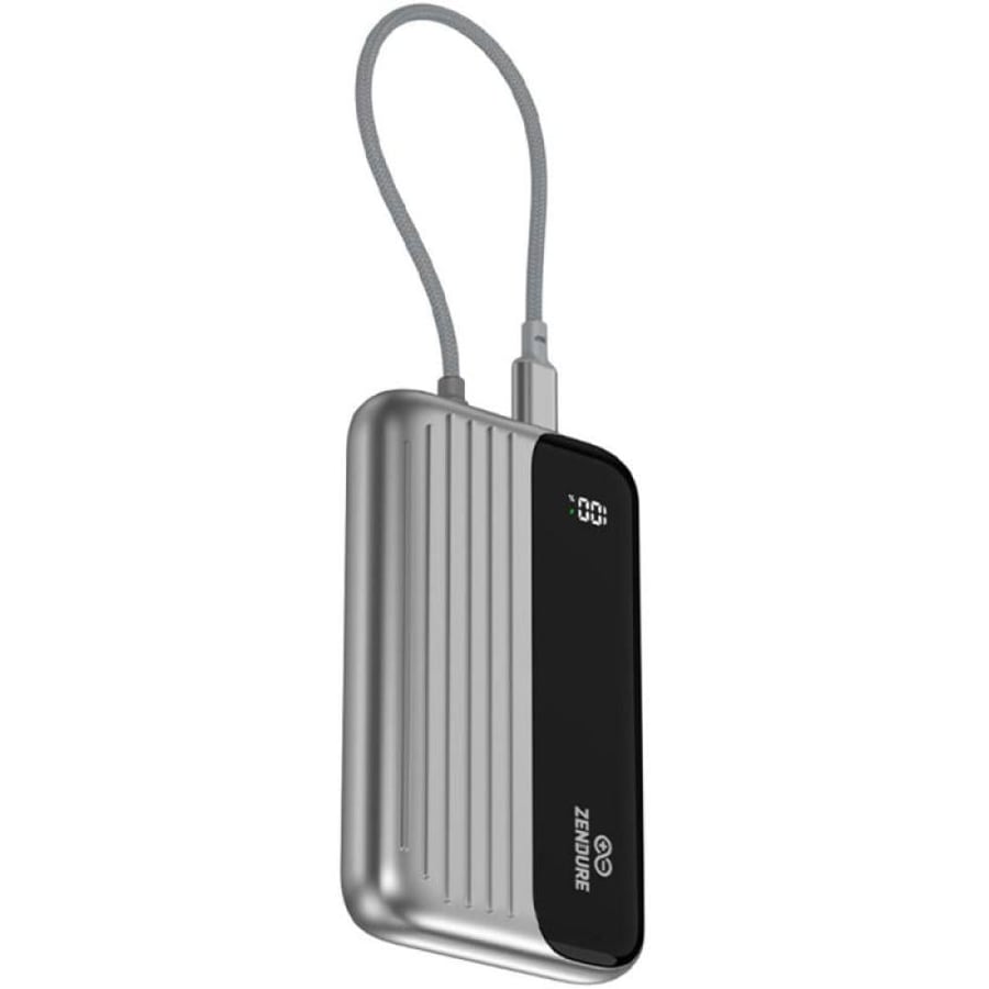 ZENDURE SuperMini Hybrid Qi 10000 mAh Wirless Magsafe Powerbank with Built-in Cable, Qi/PMA, 10000 mAh, Single USB-C, Grey
