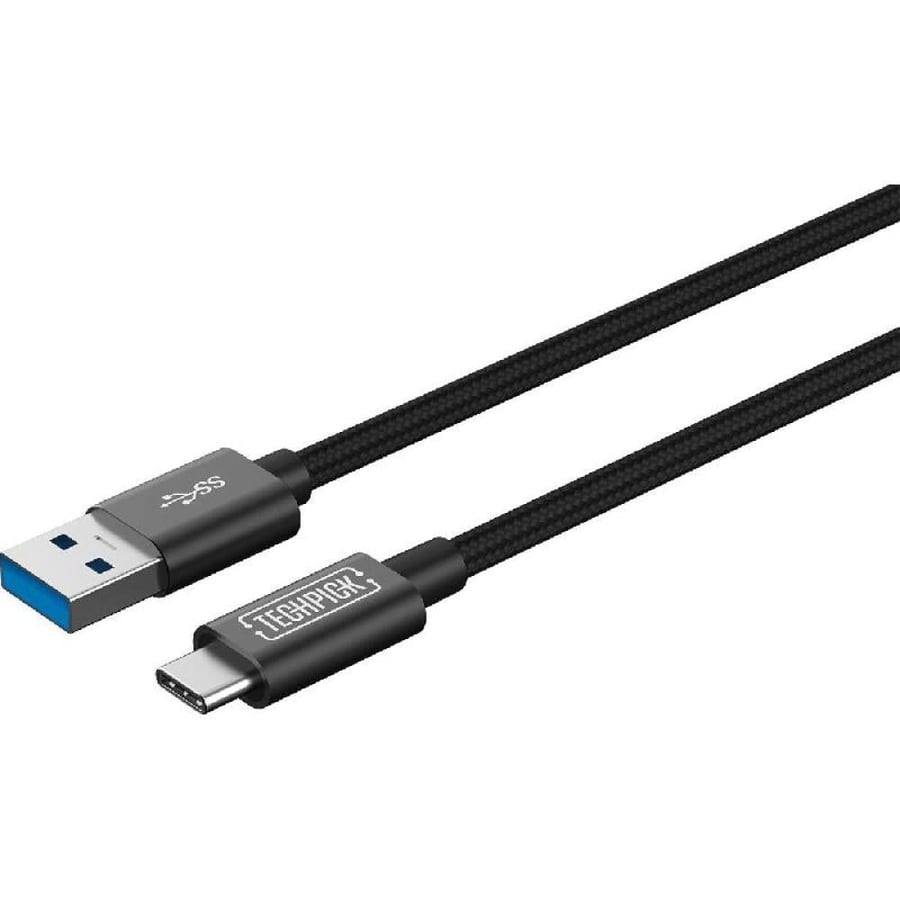 Techpick USB A to USB C Sync Charge Cable 2 00 m 6 56 ft Black