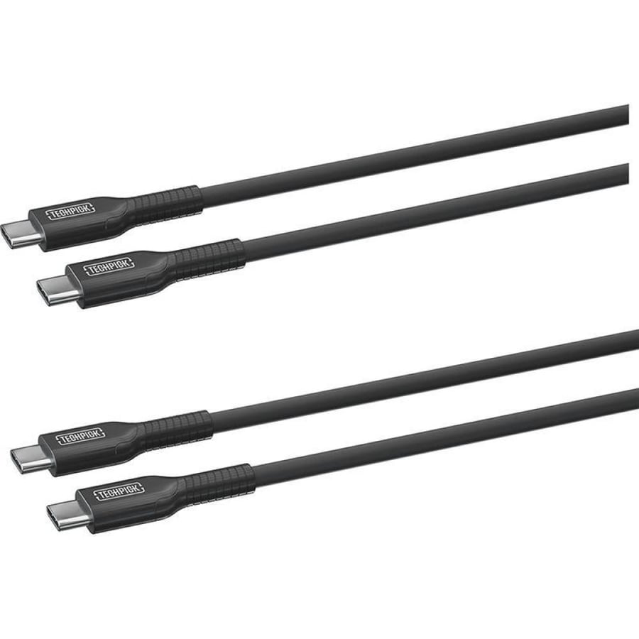 Techpick 2 Pack USB C to USB C Sync Charge Cable 1 00 m 3 28 ft Black