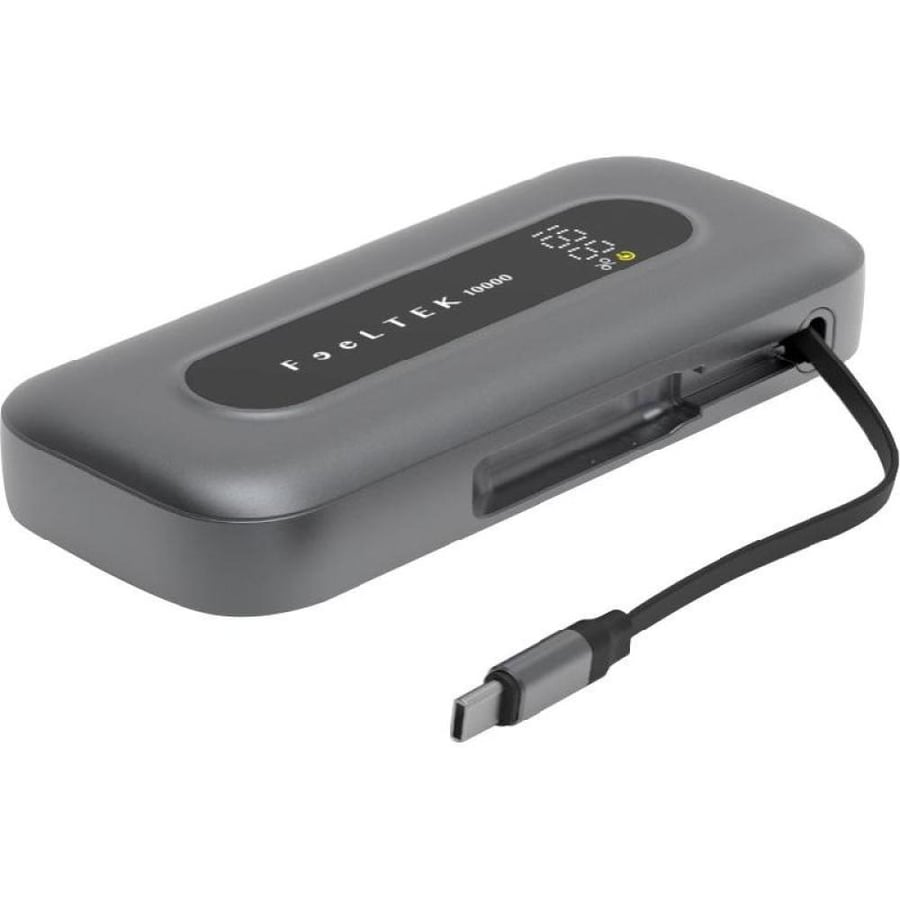 FeelTek Milli RV022A 22 5W Powerbank with Retractable USB C Cable PD Fast Charging 10000 mAh Dual USB 1X USB 2 0 1X USB