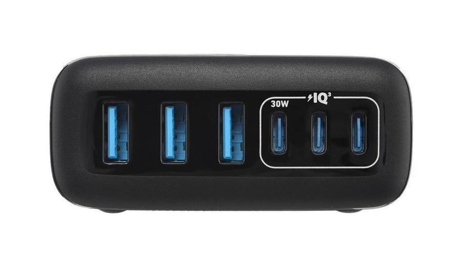 Anker Charger, 112W, 6 Ports, GaN, Black