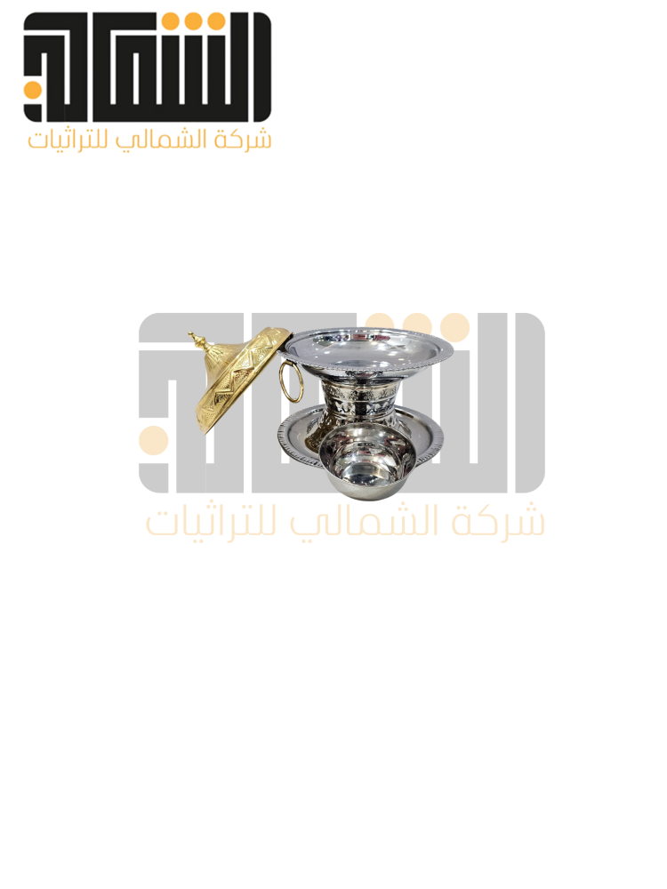 طقم تمريات ستيل 3 احجام فضي غطاء ذهبي