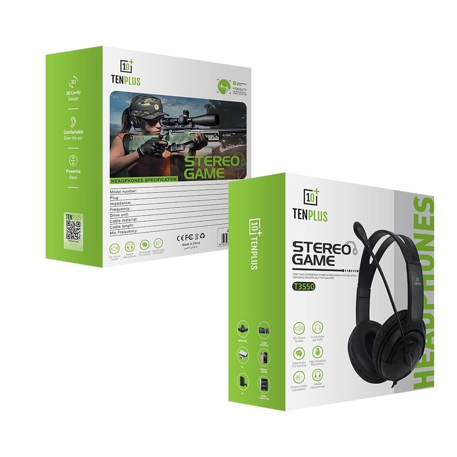 Wired gaming headset with built-in microphone, high sound, with clear stereo sound