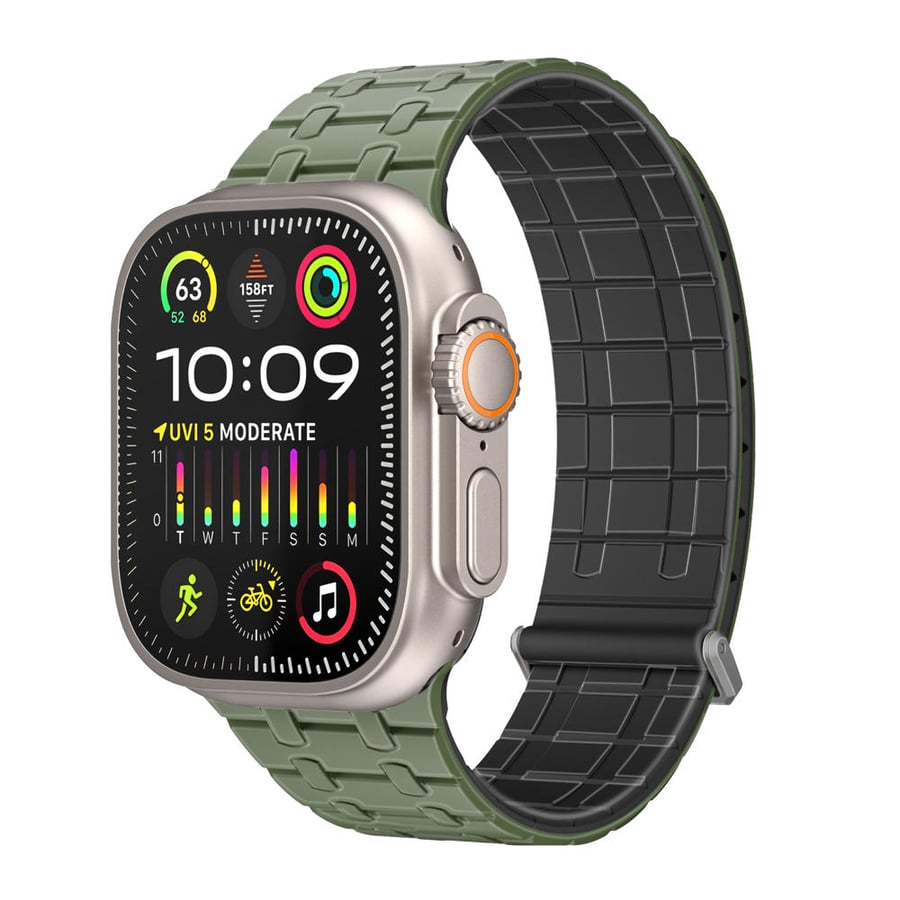 Track magnetic bracelet for Apple Watch from Bromit, with strong N52+ magnets and a metal safety ring, modern and luxurious design, compatible with all Apple Watch sizes (42/44/45 mm/49 mm) and Series 1-10, SE and Ultra 1 & 2 models, all-day comfort with