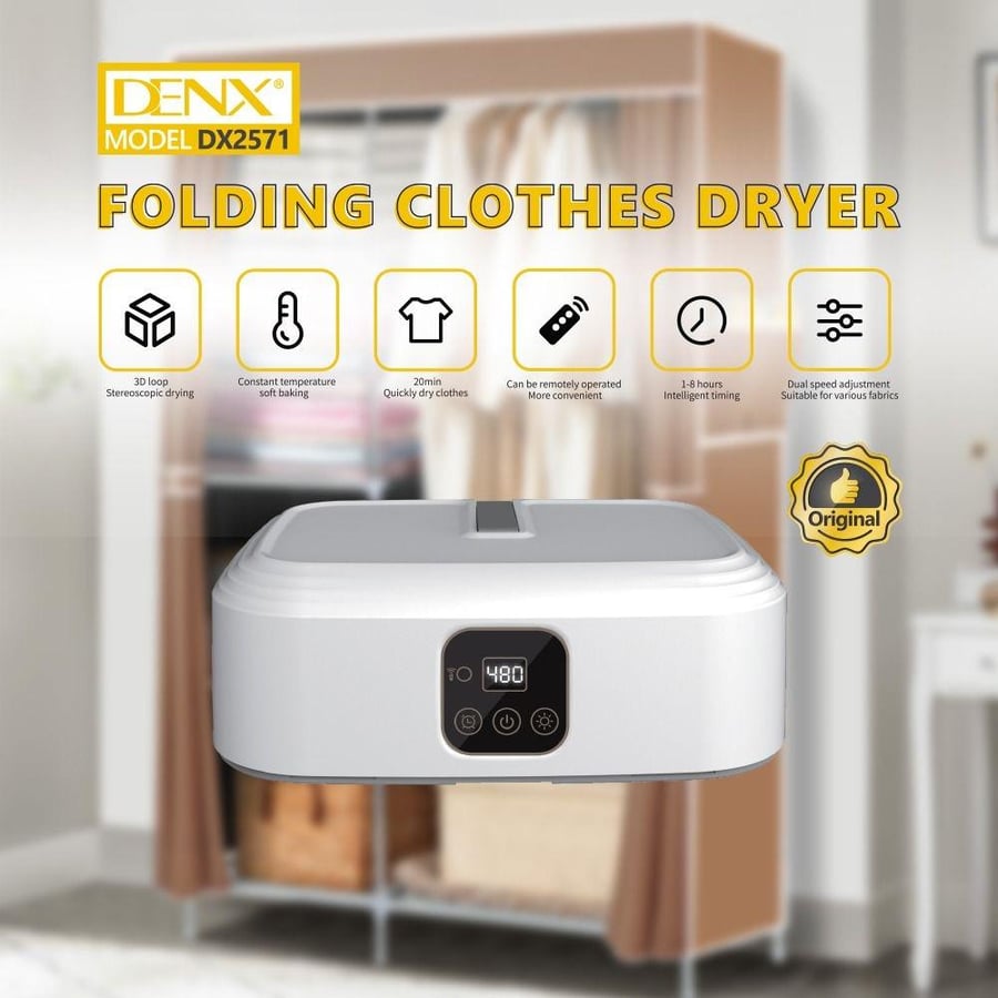 Portable electric clothes dryer foldable