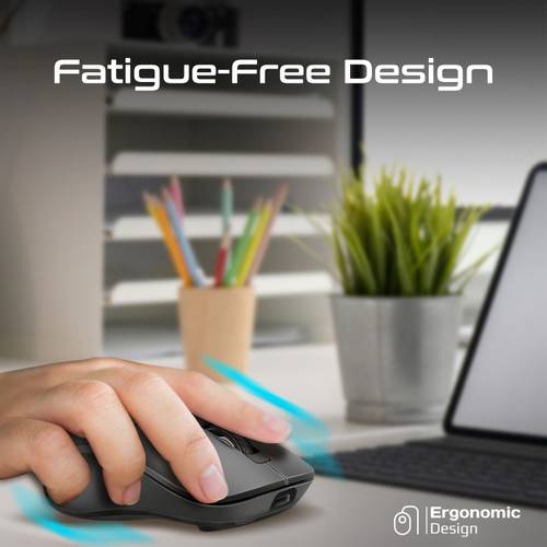 Wireless double rechargeable mouse comes with Bluetooth connection and radio frequency (RF), with accuracy of 800/1200/1600 dpi, and a working time of up to 70 hours with plug and play support