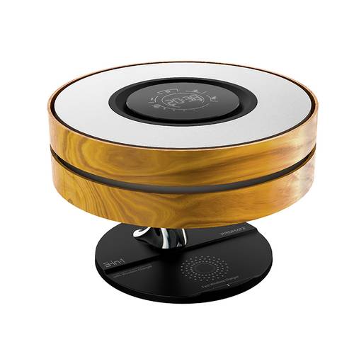 The best desk lamp and wireless speaker with 10-watt power with wireless charger, with elegant wooden design in addition to a digital clock, touch sensor, and outlets supporting all countries, suitable for home