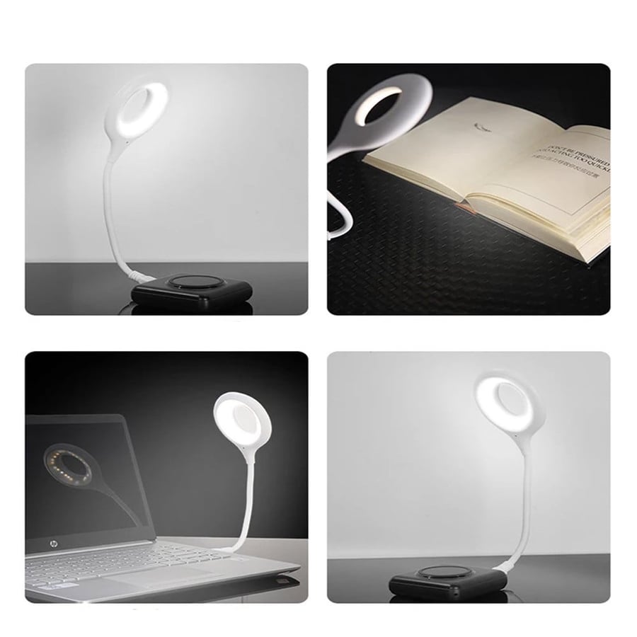 Desk LED lighting with USB input operated by voice