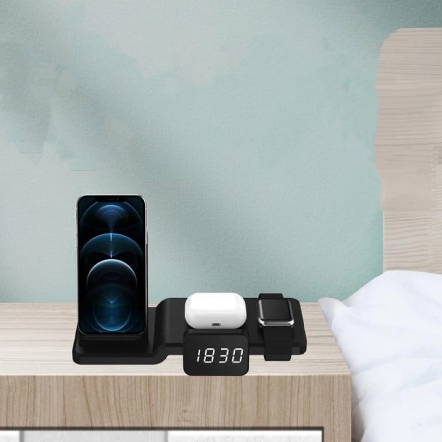 Wireless charger with digital clock 5 in 1 from Digital Plus