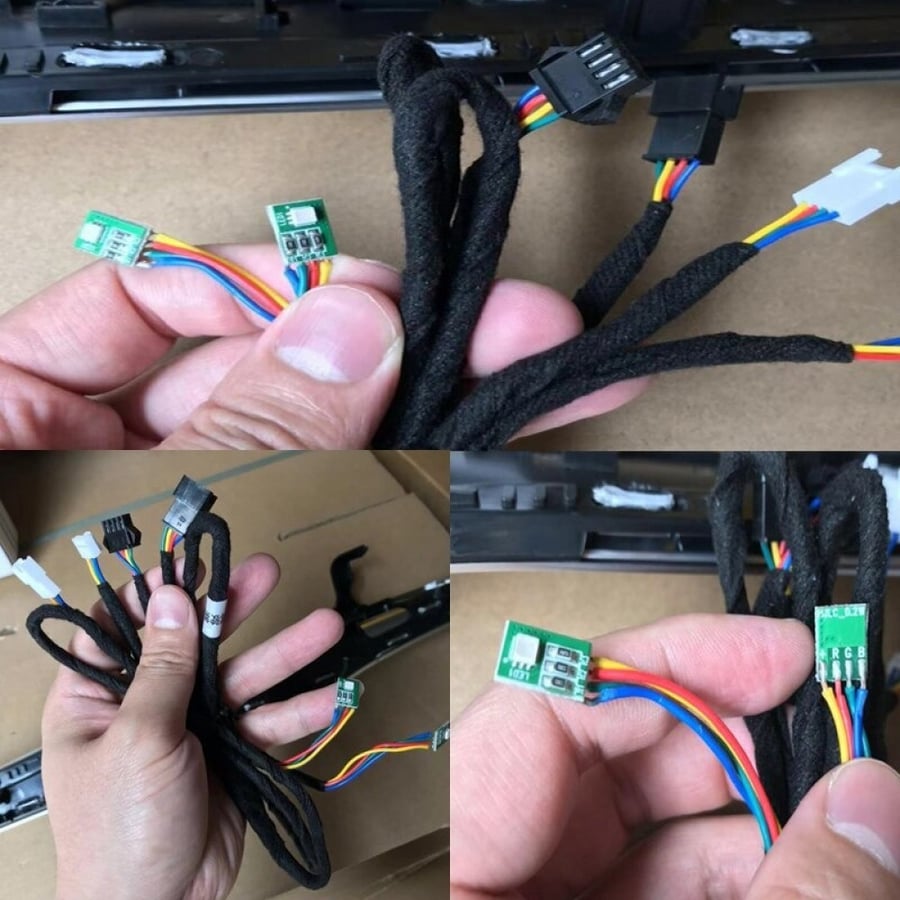 Multicolored hand for the interior panel with AMG writing