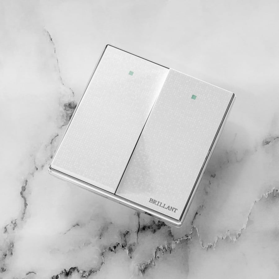 Double Light Switch – Brillant White Pearl