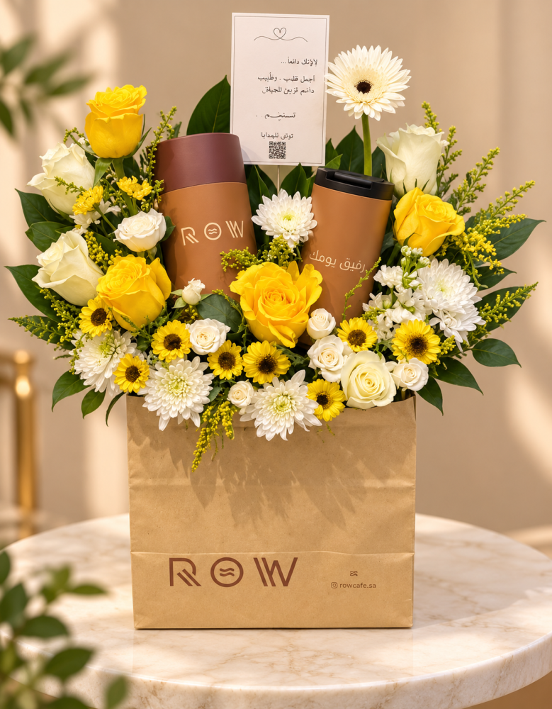 هدية مق ROW مع ورد وتنسيق فاخر