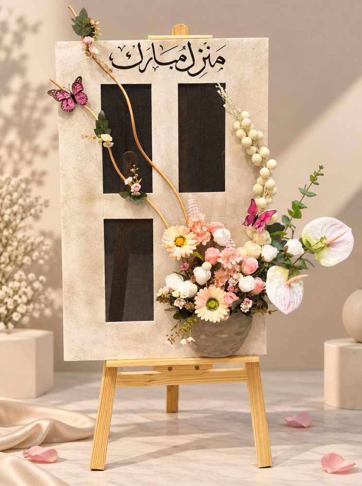 هدية منزل مبارك مع تنسيق ورد فاخر – هدية منزل جديد