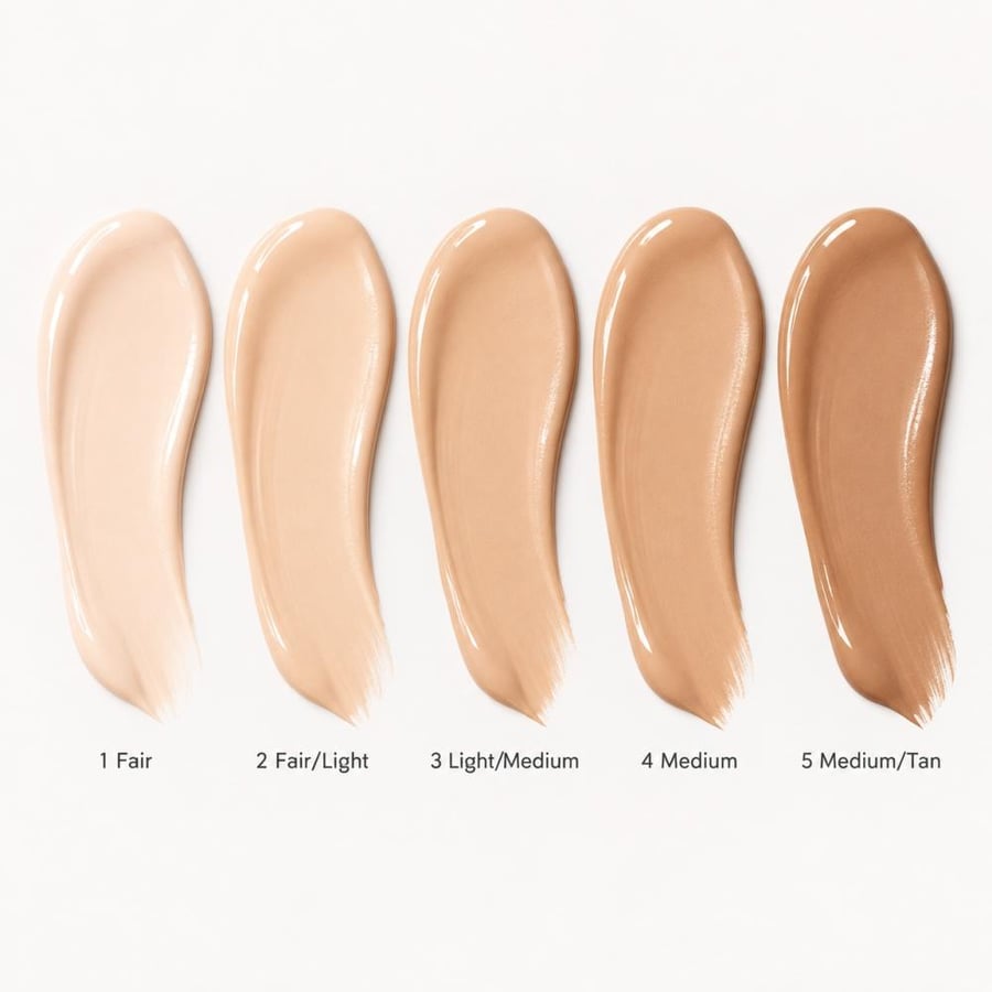 درجات فلتر elf Halo Glow من 1 Fair إلى 5 Medium Tan