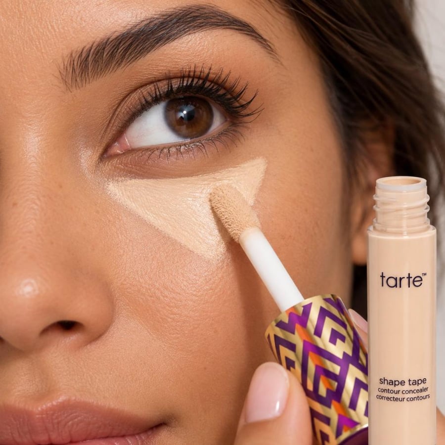طريقة استخدام كونسيلر Tarte Shape Tape بشكل مثلث تحت العين