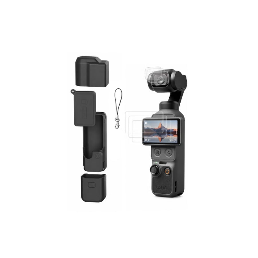 كفر حماية سيليكون لكاميرا DJI Osmo Pocket 4 مع استكر للشاشة والعدسة - بنفسجي