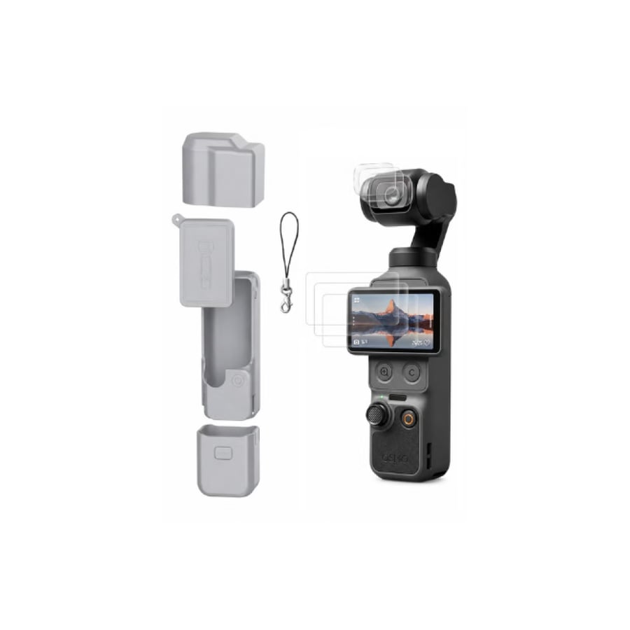 كفر حماية سيليكون لكاميرا DJI Osmo Pocket 4 مع استكر للشاشة والعدسة - بنفسجي