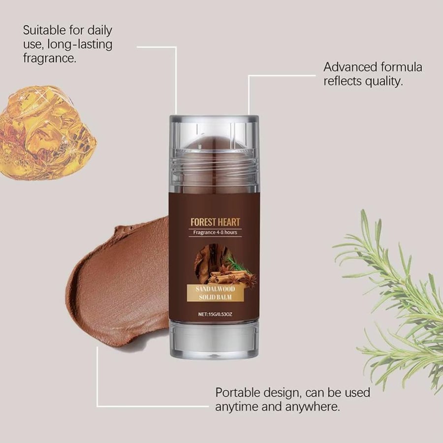عطر صلب من خشب الصندل للرجال، مستخلصات نباتية طبيعية، عطر يدوم طويلاً، تصميم محمول، مزيل للرائحة، رائحة الجسم الساحرة