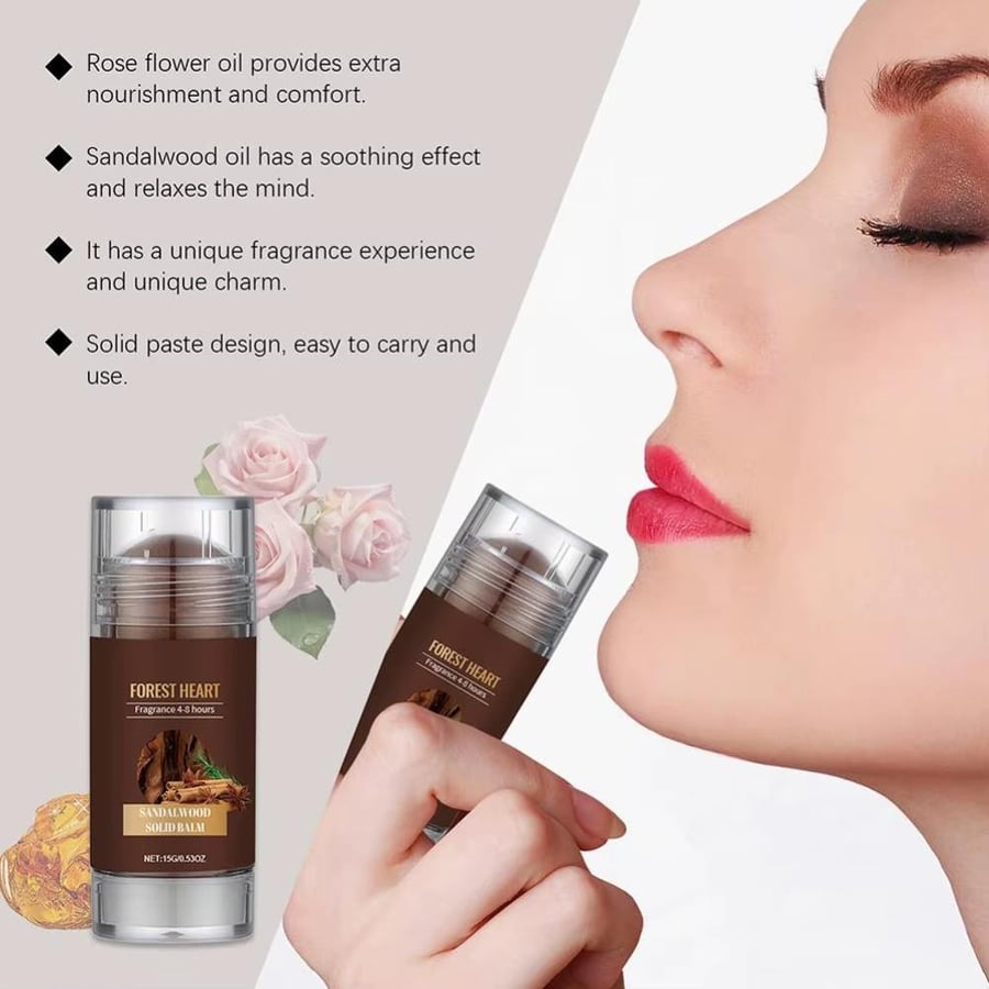 عطر صلب من خشب الصندل للرجال، مستخلصات نباتية طبيعية، عطر يدوم طويلاً، تصميم محمول، مزيل للرائحة، رائحة الجسم الساحرة