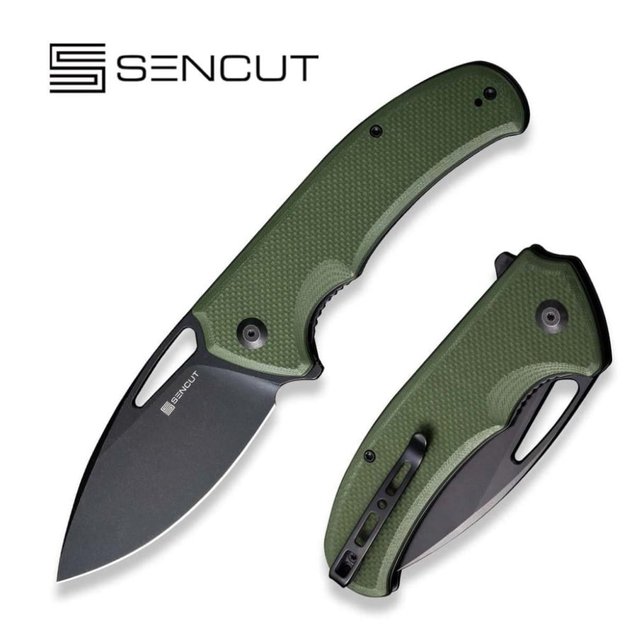 سكين SENCUT Phantara، مقبض G10 خشن أخضر عسكري - نصل 9Cr18MoV أسود