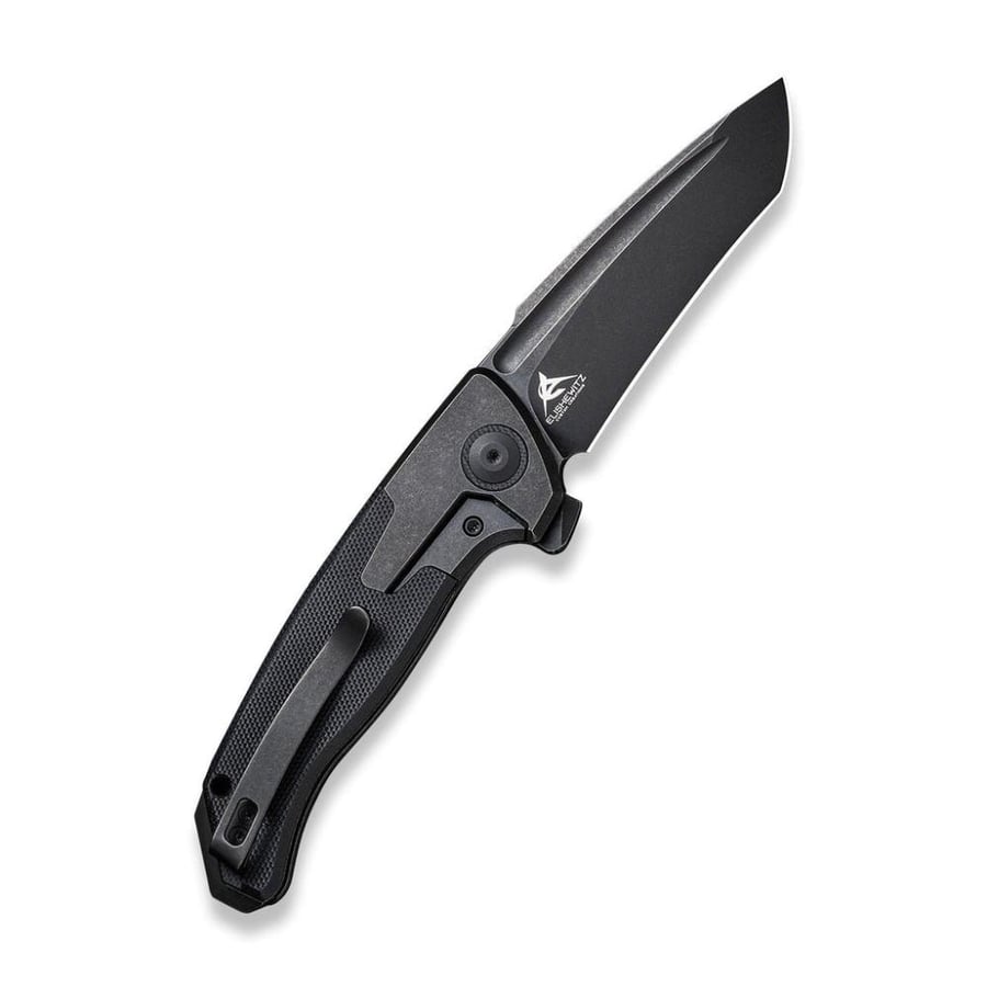 سكين WE KNIFE Press Check، مقبض تيتانيوم أسود بتطعيمة G10 سوداء - نصل تانتو CPM 20CV ستونووش أسود