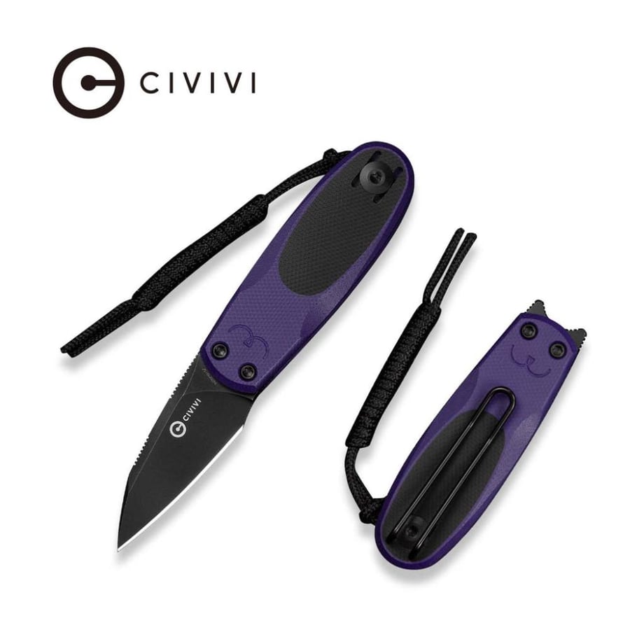 سكين CIVIVI Purr، مقبض G10 بنفسجي وأسود - نصل Nitro-V ستونووش أسود