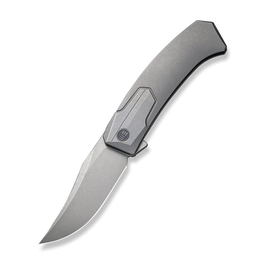 سكين WE KNIFE Shuddan، مقبض تيتانيوم رمادي - نصل CPM 20CV ستونووش رمادي