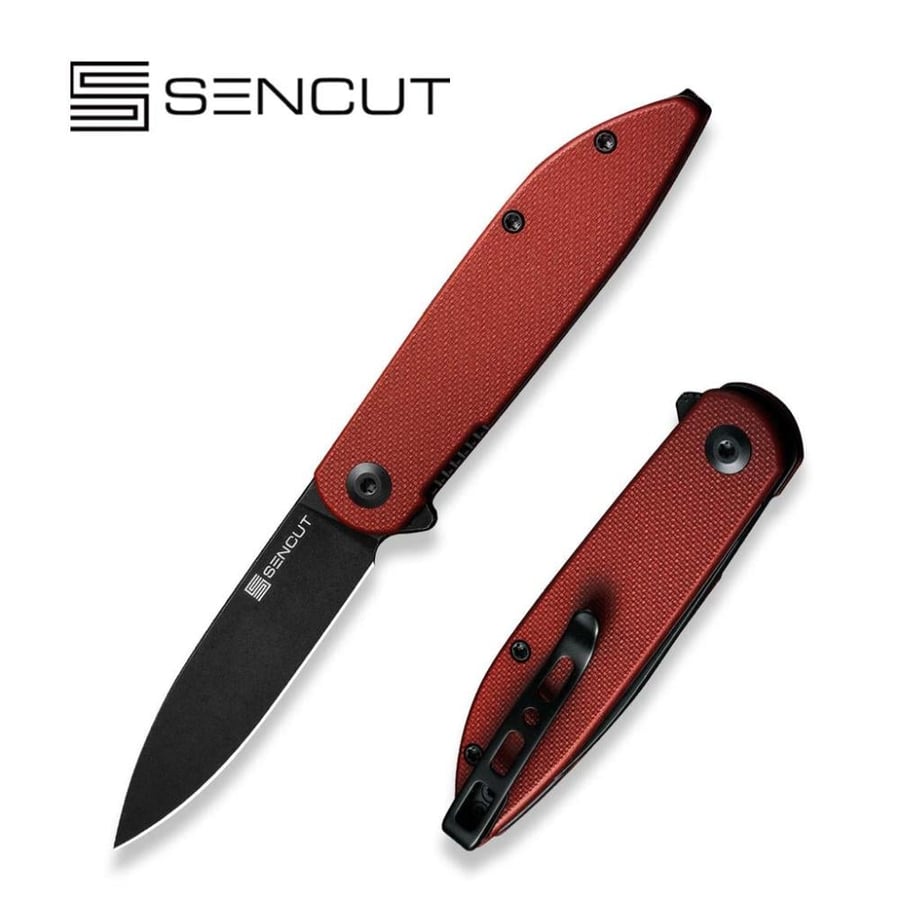 سكين SENCUT Bocll II، مقبض G10 عنابي - نصل D2 ستونووش أسود