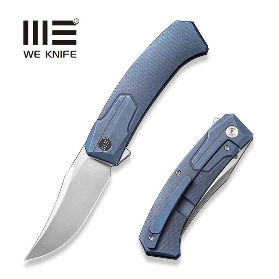 سكين WE KNIFE Shuddan، مقبض تيتانيوم أزرق - نصل CPM 20CV ساتان