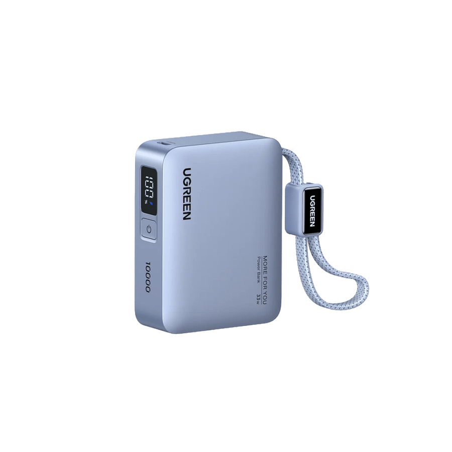 يوجرين باور بانك يوجرين nexode بمنفذ usb-c وكابل usb-c مدمج 10000 مللي أمبير 30 واط - فضي