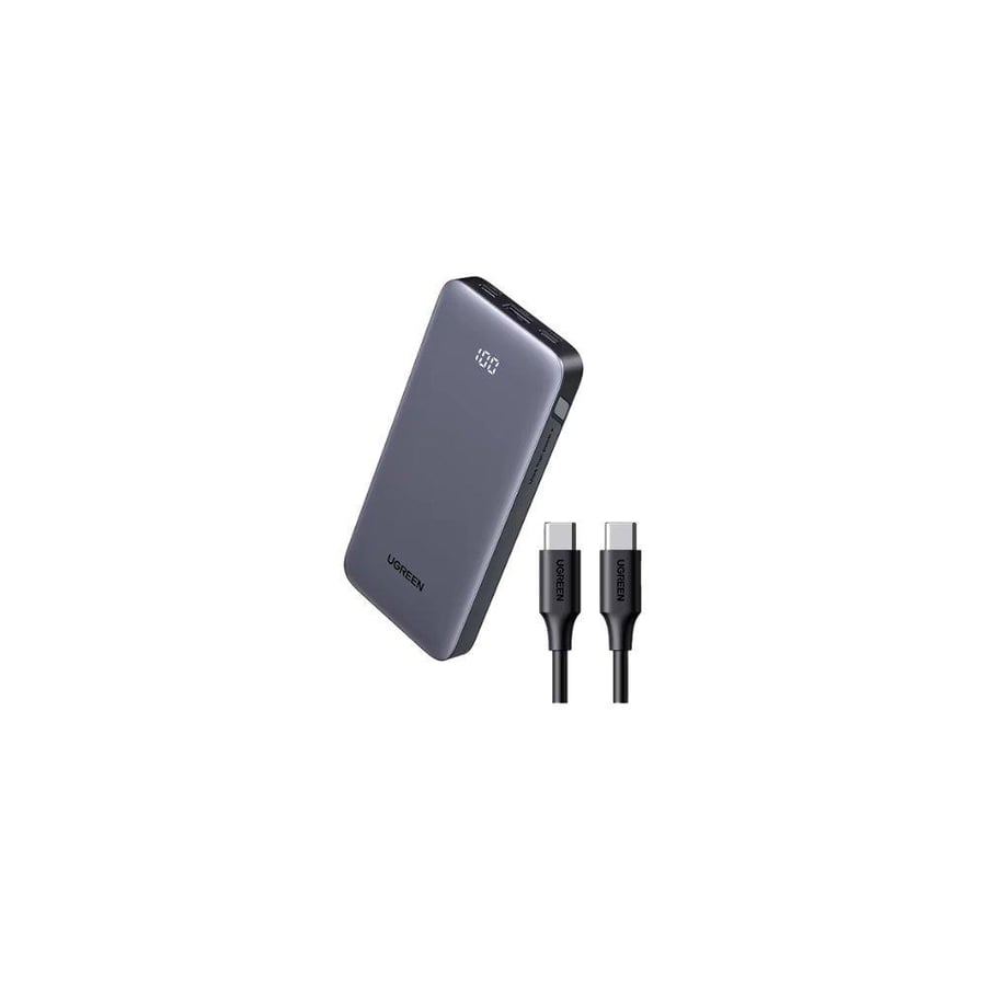 يوجرين شاحن متنقل يوجرين nexode بمنفذين usb-c ومنفذ usb بسعة 10000 مللي أمبير وبقوة 30 واط - رمادي