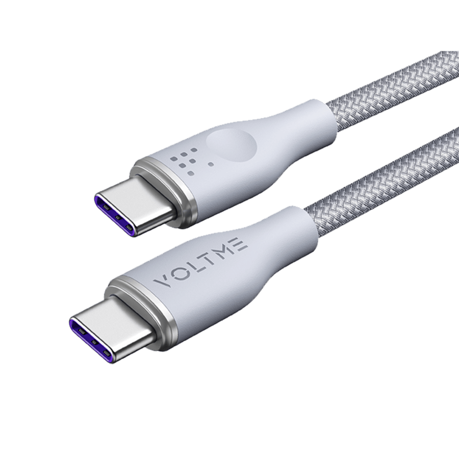 ڤولتمي سلك شاحن ڤولتمي سلسلة روج مظفر من USB-C إلى USB-C بطول 1 م وبقوة 100 واط - رمادي