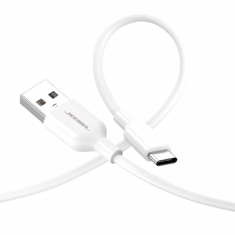 جيبل كابل جيبل للشحن السريع ونقل البيانات بتصميم أبيض متين | usb to usb-c