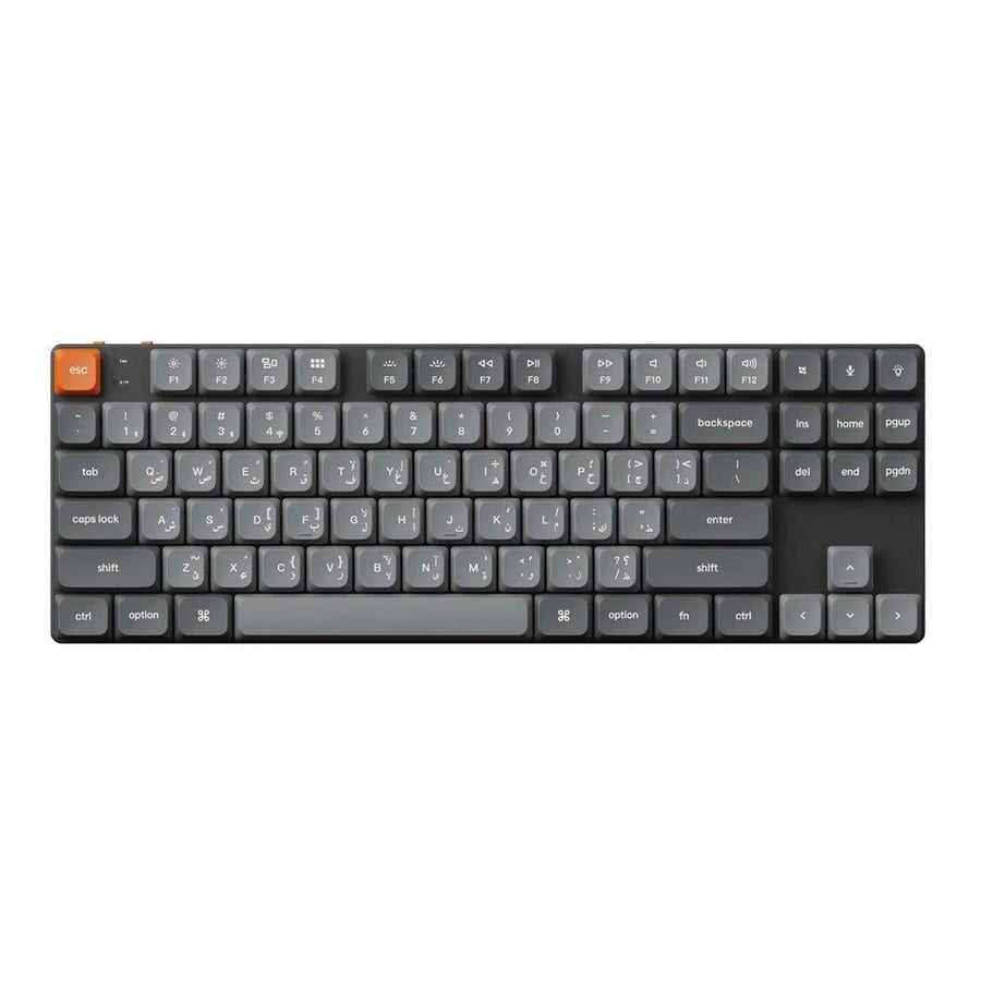 كيكرون k1 max كيبورد ألعاب ميكانيكي لاسلكي qmk/via، 80% rgb، سويتش low profile gateron red، ar/en، أسود