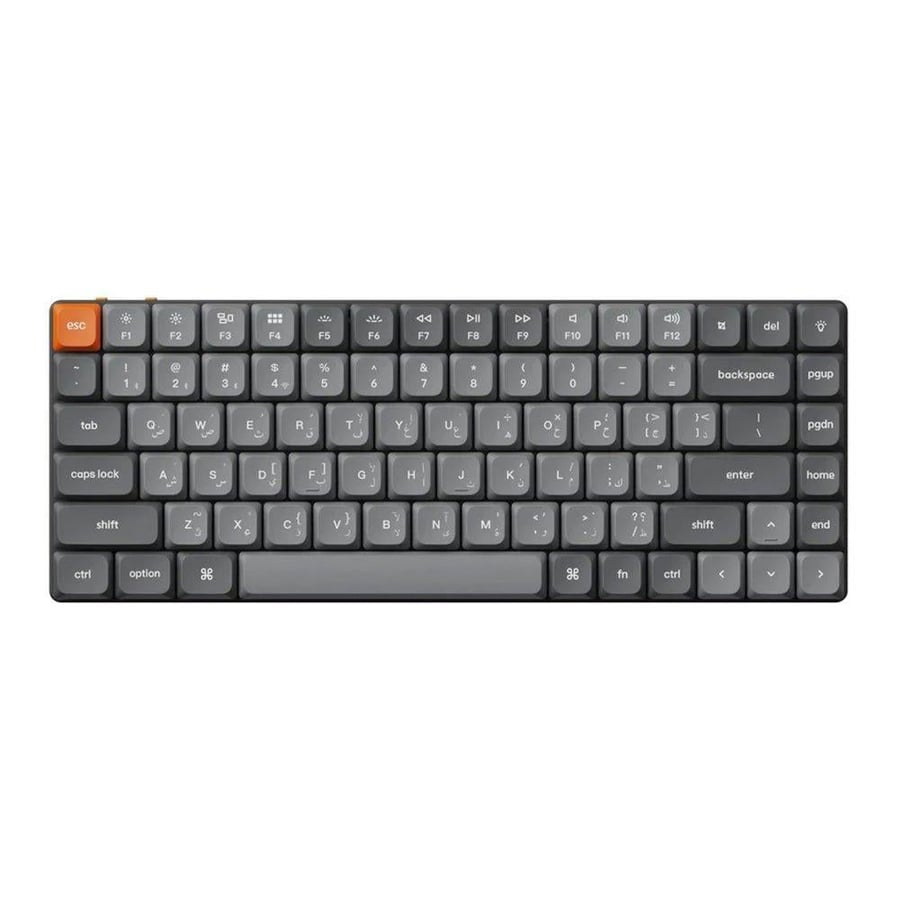 كيكرون k3 max كيبورد ألعاب ميكانيكي لاسلكي qmk/via بنسبة 75% rgb، سويتش low profile gateron red، ar/en، رمادي فضائي