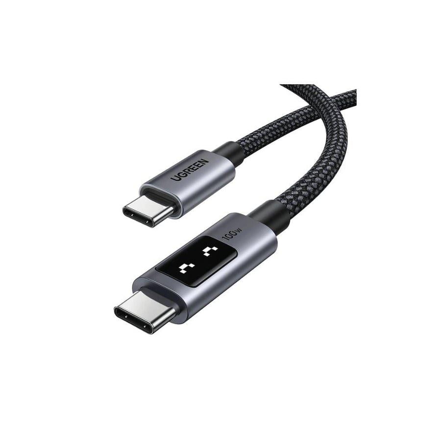 يوجرين سلك شاحن يوجرين uno من usb-c الى usb-c بطول 1 م وبقوة 100 واط - أسود