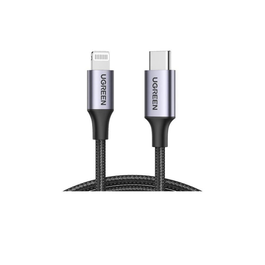 يوجرين سلك شاحن يوجرين نايلون مظفر usb-c إلى آيفون بطول 1 م - أسود