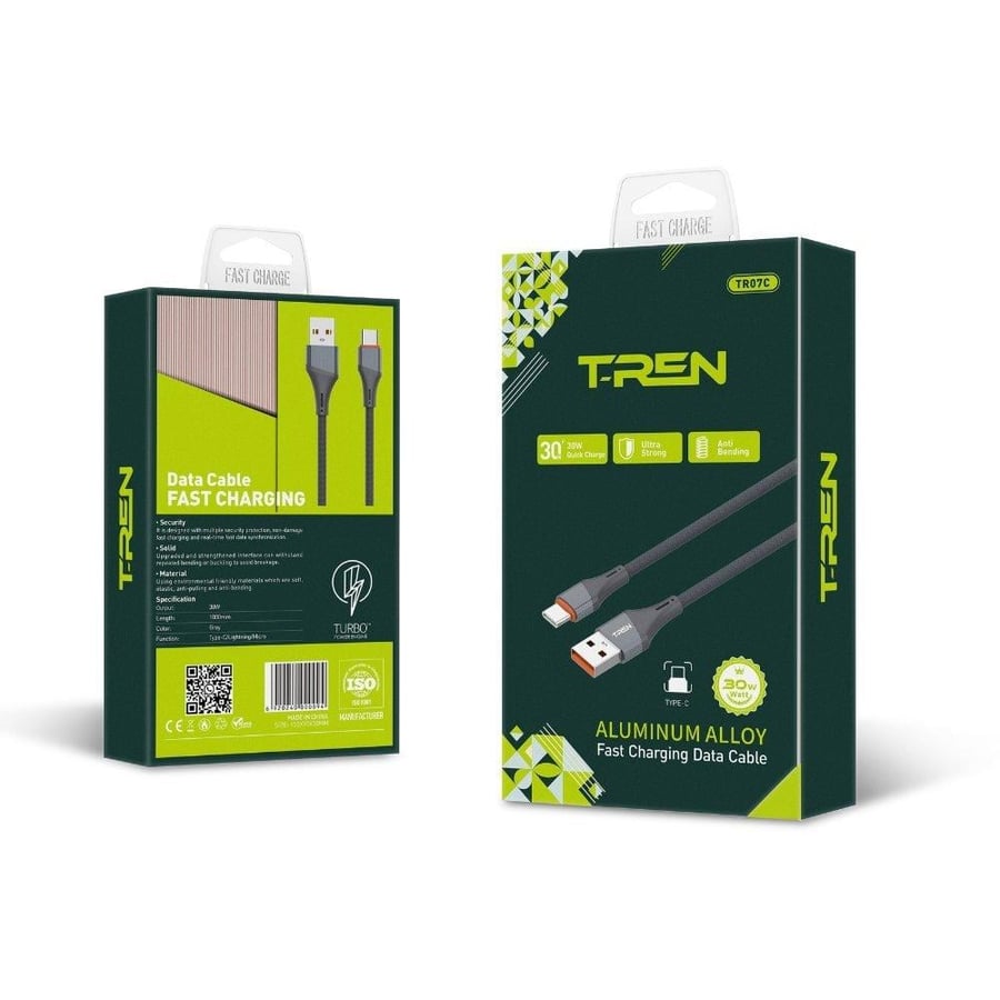 undefined كابل قماش عالي الجودة، 1 متر، من النوع C - USB