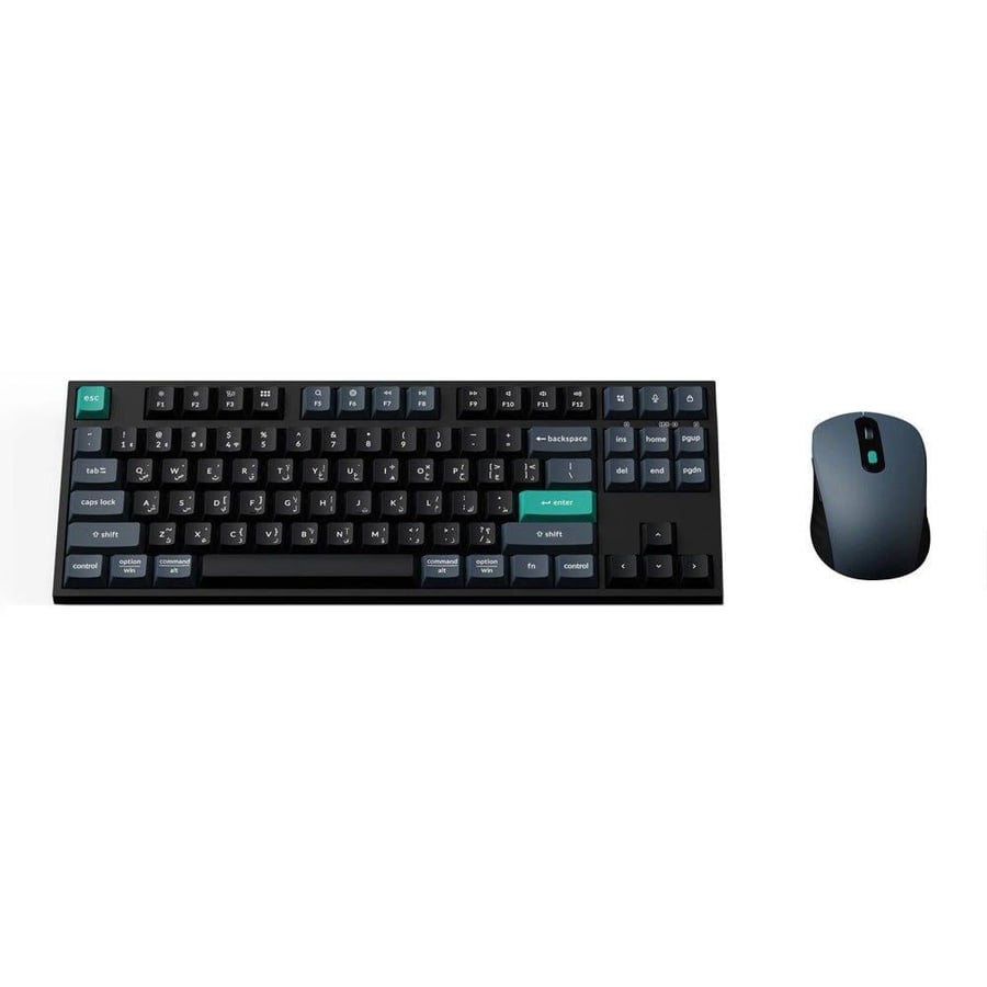 كيكرون b33 كومبو كيبورد 80% وماوس bm25 لاسلكي لنظامي windows و mac، ar/en، أسود/أخضر