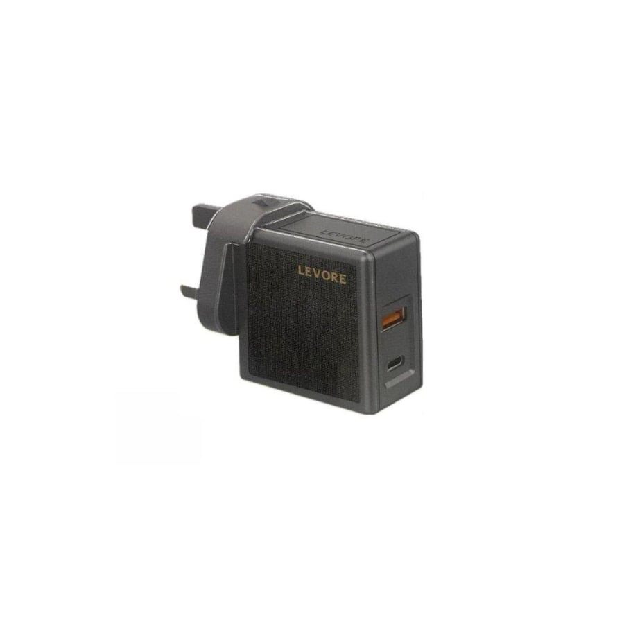 ليفور شاحن جداري ليفوري بتقنية gan بمنفذ usb-c ومنفذ usb بقوة 65 واط - رمادي