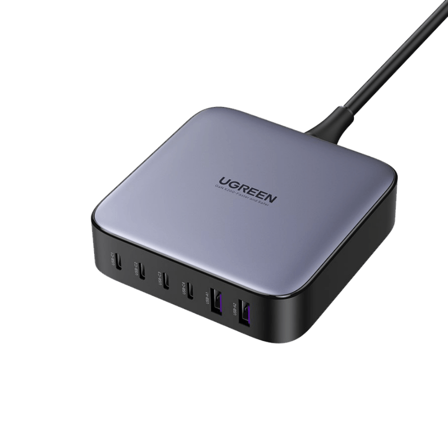 يوجرين شاحن مكتبي يوجرين 4 منافذ pd وبمنفذين usb بتقنية gan وبقوة 200 واط - رمادي MP00047052
