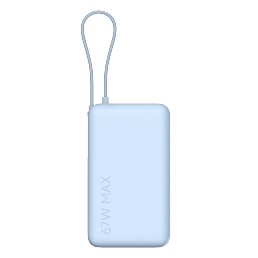 شاومي شاحن متنقل شاومي مع سلك مدمج بمنفذ usb-c ومنفذ usb بسعة 10000 مللي أمبير وبقوة 67 واط bhr08nzgl - أزرق فاتح