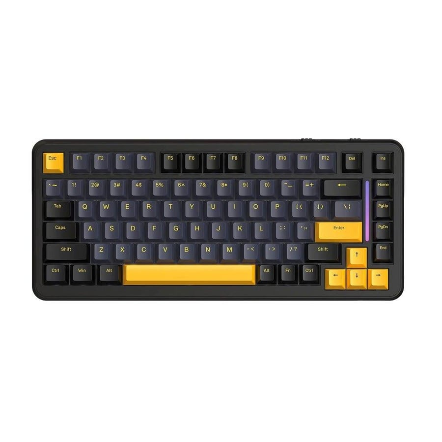 اتاك شارك m86 لوحة مفاتيح ألعاب ميكانيكية لاسلكية 75% بإضاءة rgb، اتصال ثلاثي، تصميم gasket، أغطية مفاتيح pbt بطباعة جانبية، مفاتيح blueberry، إنجليزي، أسود