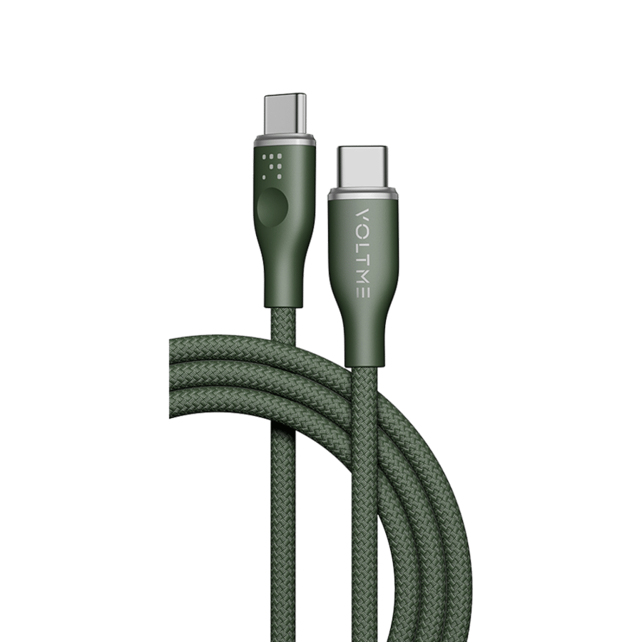 ڤولتمي سلك شاحن ڤولتمي سلسلة روج مظفر من USB-C إلى USB-C بطول 1.8 م وبقوة 60 واط - أخضر