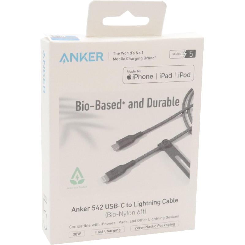 كيبل شحن ومزامنة Anker 542 Bio-Nylon - 1.83 متر 6 أقدام اسود