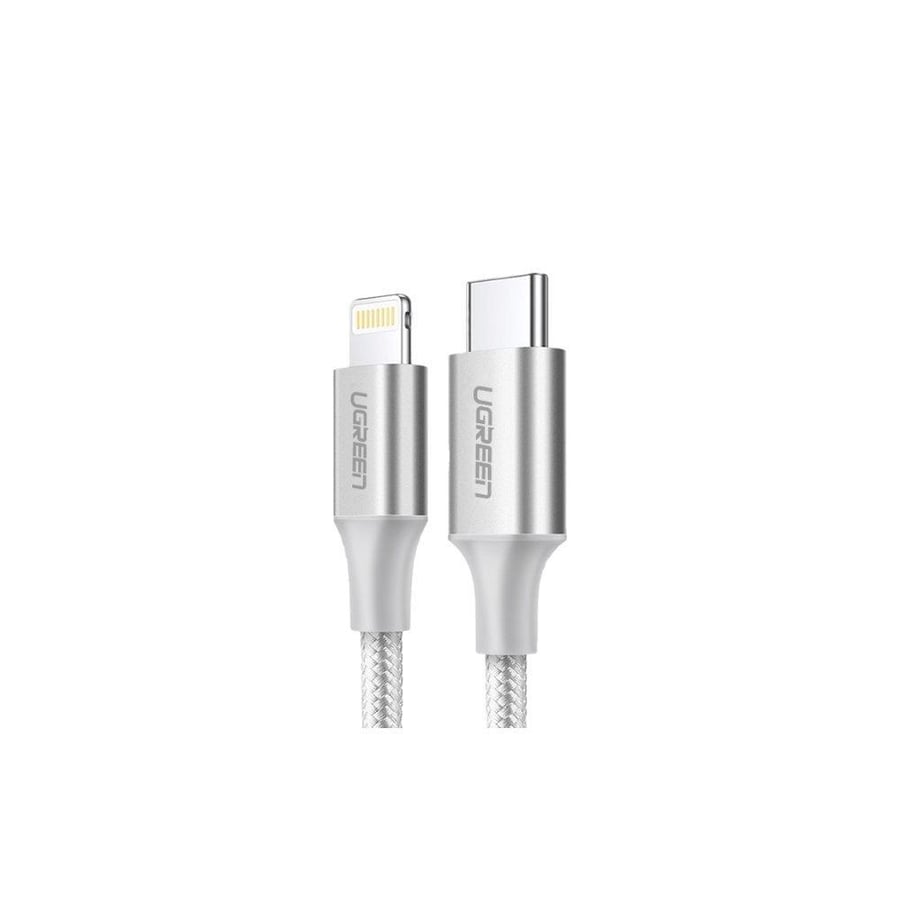 يوجرين سلك شاحن يوجرين نايلون مظفر usb-c إلى آيفون بطول 1 م - فضي