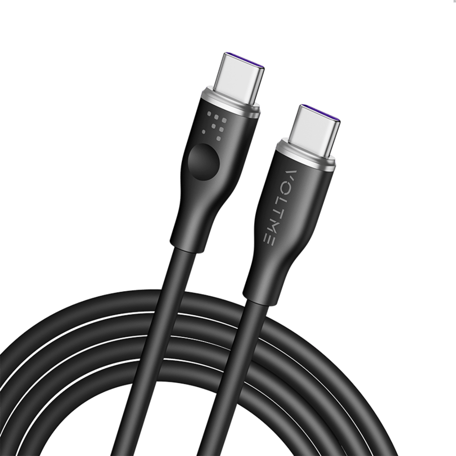 ڤولتمي سلك شاحن ڤولتمي سلسلة موس من USB-C إلى USB-C بطول 1.8 م وبقوة 100 واط - أسود