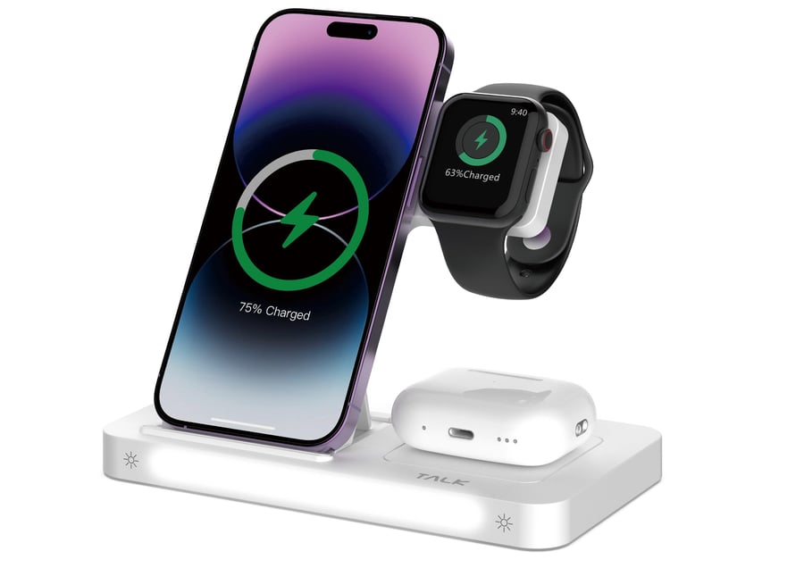 ديفيا شاحن لاسلكي Devia Smart Series حامل 3 في 1 بقدرة 15 واط، حاصل على شهادتي CE وROHS.
