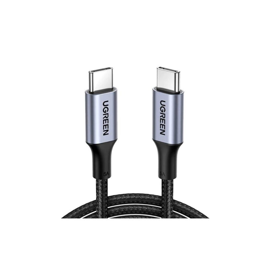 يوجرين سلك شاحن يوجرين سريع من usb-c إلى usb-c مظفر بطول 1 م وبقوة 100 واط - أسود